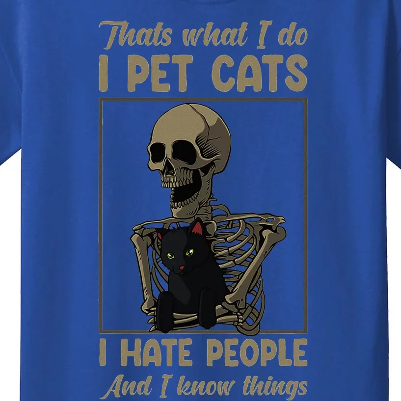 Skeleton Cat Kitten Lover Grumpy Skull Kitty Pet Owner Kids T-Shirt