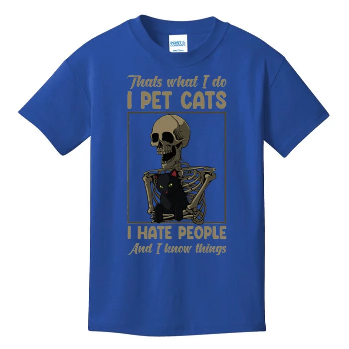 Skeleton Cat Kitten Lover Grumpy Skull Kitty Pet Owner Kids T-Shirt