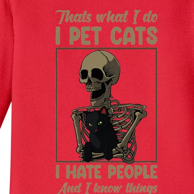 Skeleton Cat Kitten Lover Grumpy Skull Kitty Pet Owner Baby Long Sleeve Bodysuit