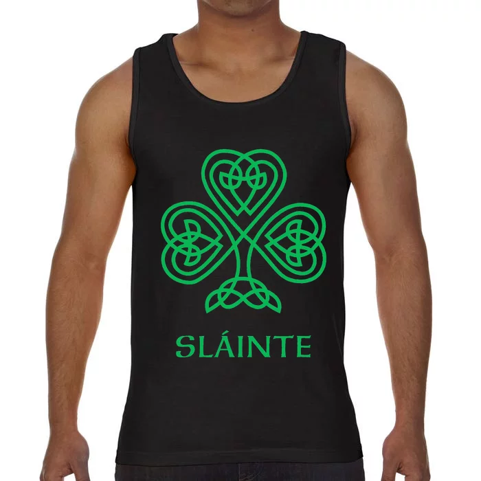 Slainte Celtic Knot Irish Shamrock Green Shamrock Comfort Colors® Tank Top