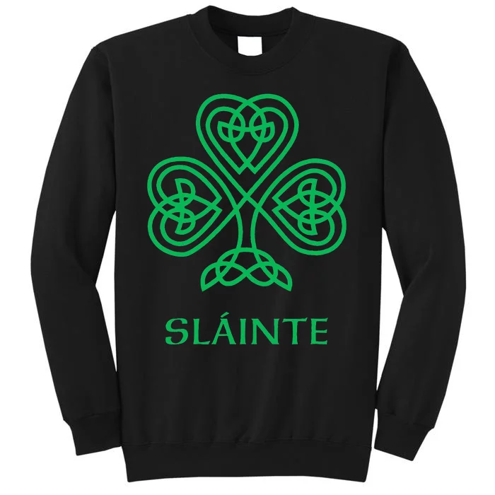 Slainte Celtic Knot Irish Shamrock Green Shamrock Tall Sweatshirt