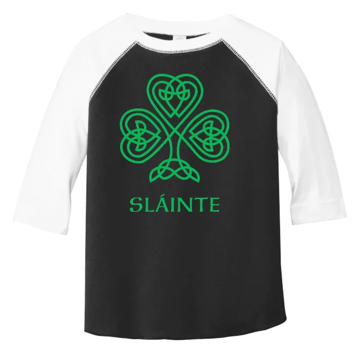 Slainte Celtic Knot Irish Shamrock Green Shamrock Toddler Fine Jersey T-Shirt