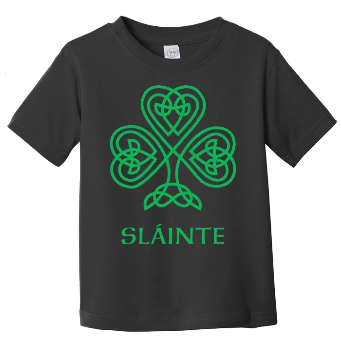 Slainte Celtic Knot Irish Shamrock Green Shamrock Toddler T-Shirt