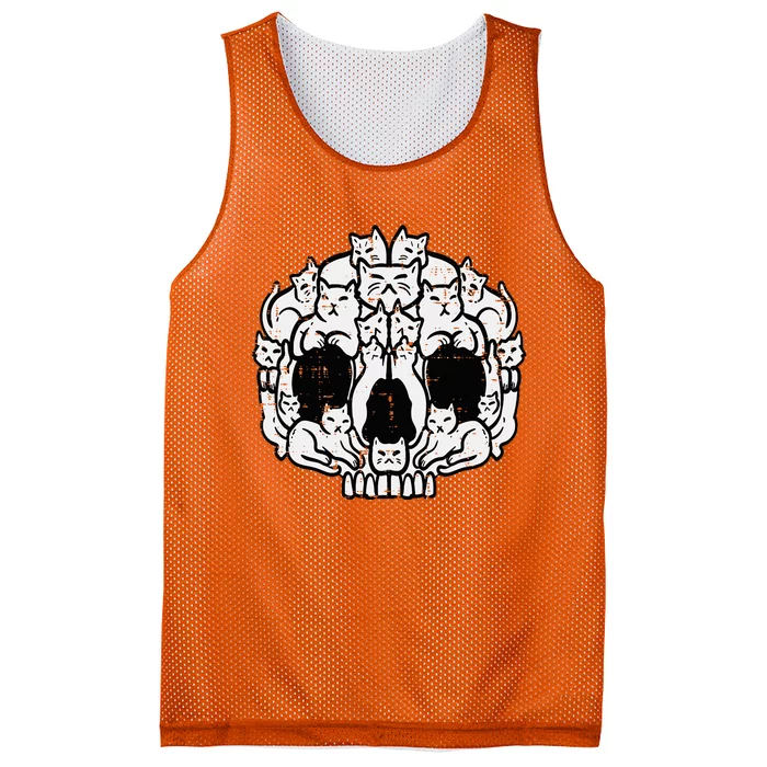 Skull Cats Kitten Kitty Skeleton Halloween Mesh Reversible Basketball Jersey Tank