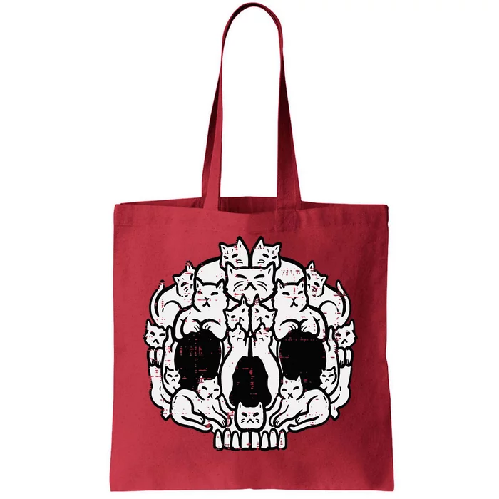 Skull Cats Kitten Kitty Skeleton Halloween Tote Bag