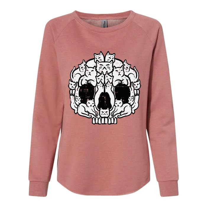 Skull Cats Kitten Kitty Skeleton Halloween Womens California Wash Sweatshirt