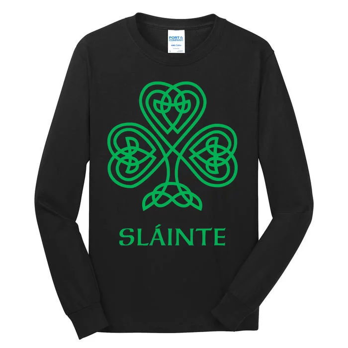 Slainte Celtic Knot Irish Shamrock Tall Long Sleeve T-Shirt