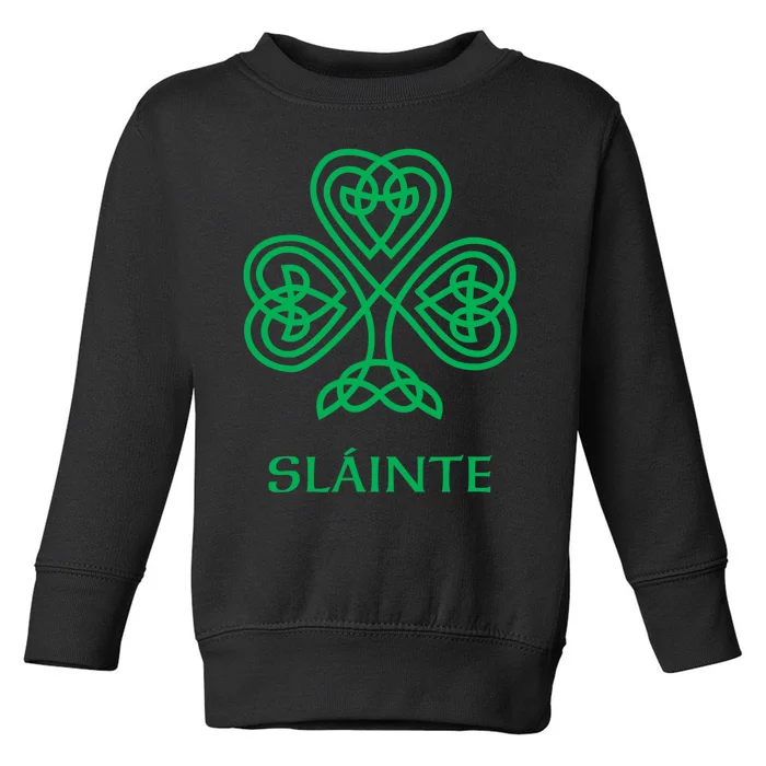 Slainte Celtic Knot Irish Shamrock Toddler Sweatshirt