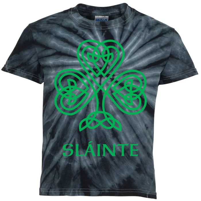 Slainte Celtic Knot Irish Shamrock Kids Tie-Dye T-Shirt