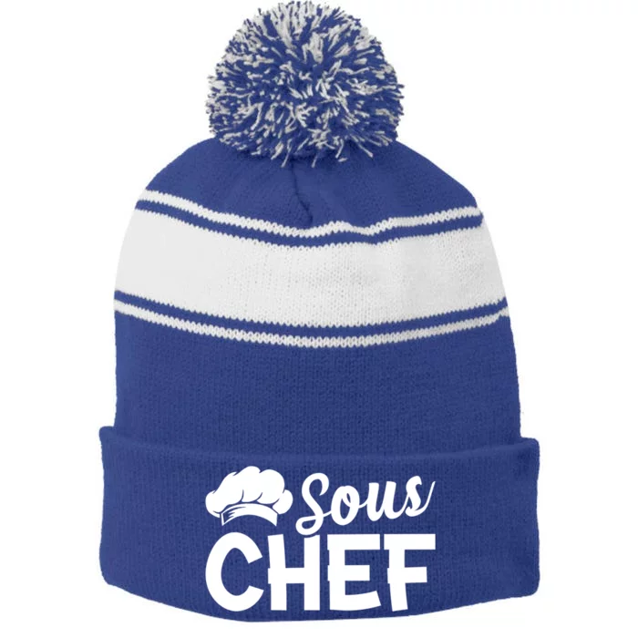 Sous Chef Kitchen Chef Restaurant Food Cooking Culinary Chef Gift Stripe Pom Pom Beanie