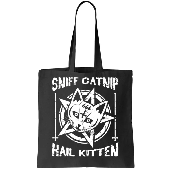 Sniff Catnip Kitten Death Metal Cat Rock Music Tote Bag