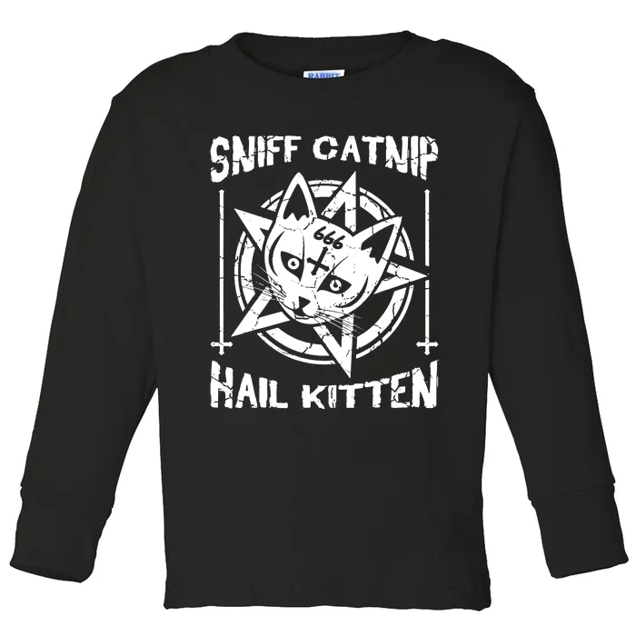 Sniff Catnip Kitten Death Metal Cat Rock Music Toddler Long Sleeve Shirt