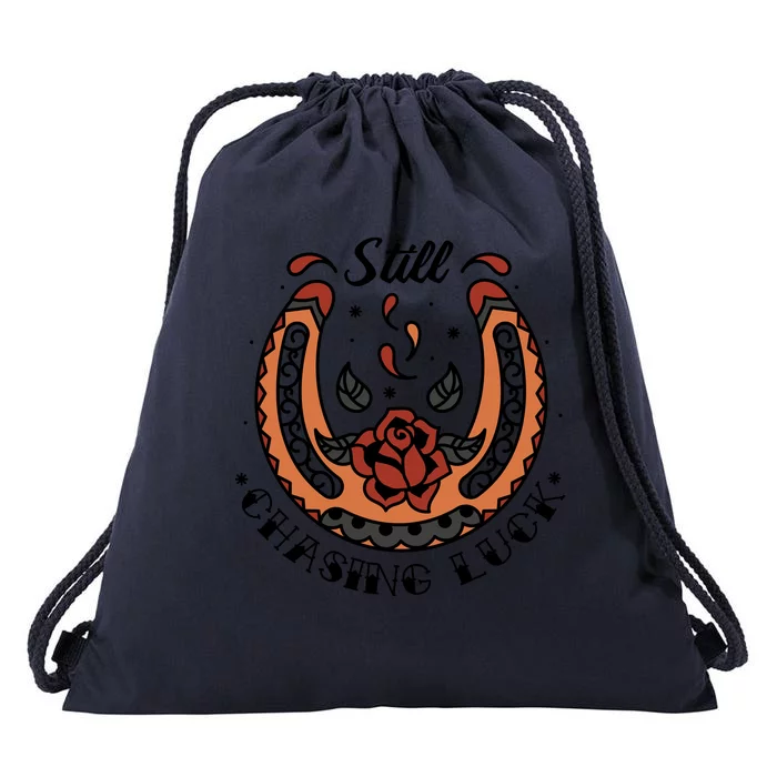 Still Chasing Luck Horseshoe Drawstring Bag