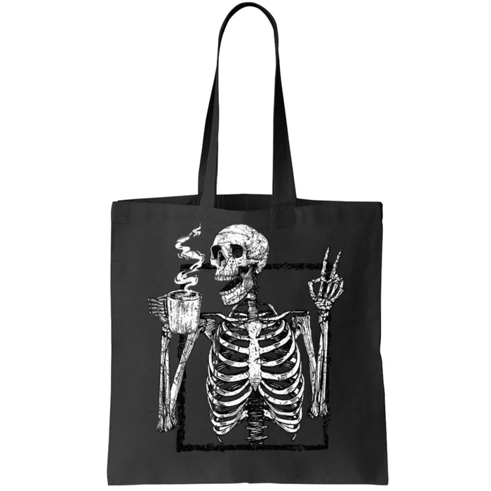 Spooky Coffee Lover Gothic Peace Sign Halloween Grunge Tote Bag