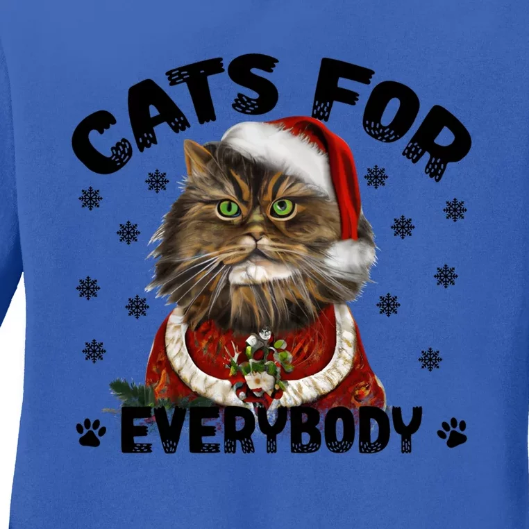 Santa Cat Lover Funny Christmas S Cats For Everybody Cool Gift Ladies Long Sleeve Shirt