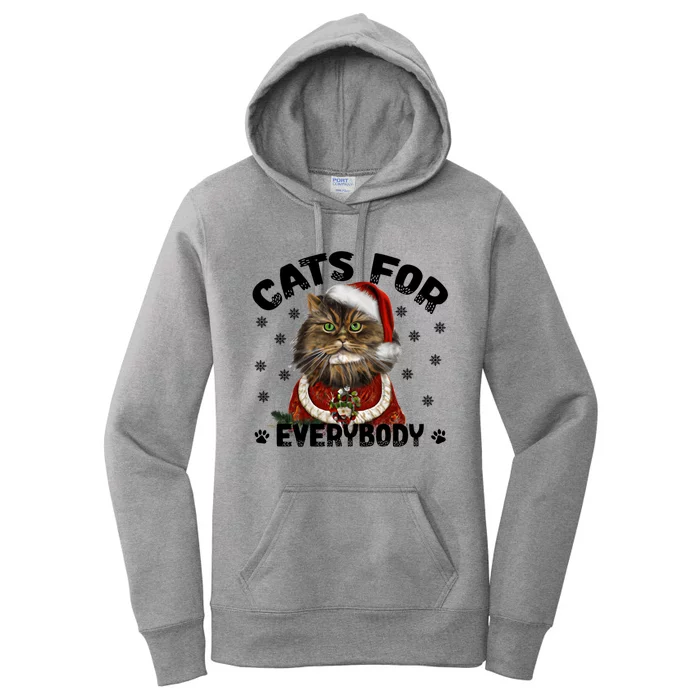 Santa Cat Lover Funny Christmas S Cats For Everybody Cool Gift Women's Pullover Hoodie