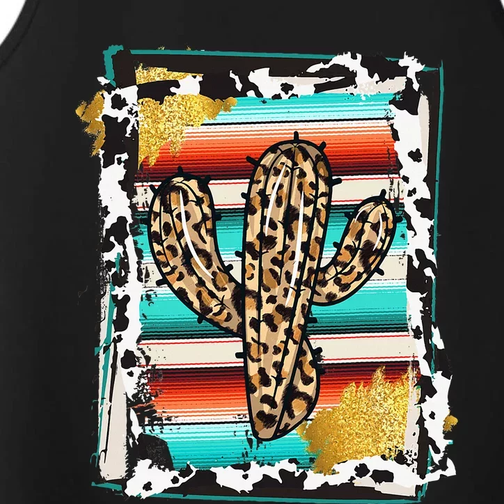 Serape Cactus Leopard Cow Pattern Print Cowgirl Rodeo Performance Tank