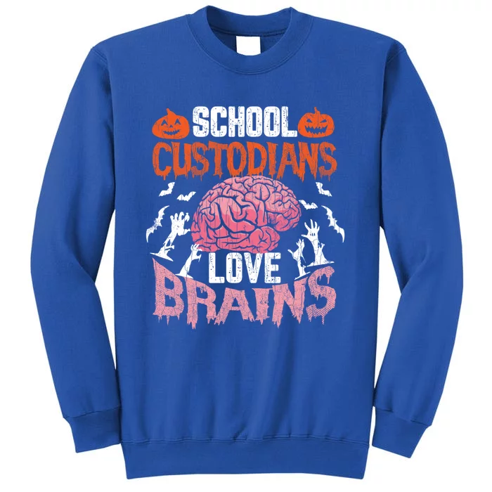 School Custodian Love Brains Funny Janitor Halloween Graphic Great Gift Sweatshirt