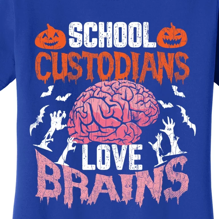 School Custodian Love Brains Funny Janitor Halloween Graphic Great Gift Women's T-Shirt