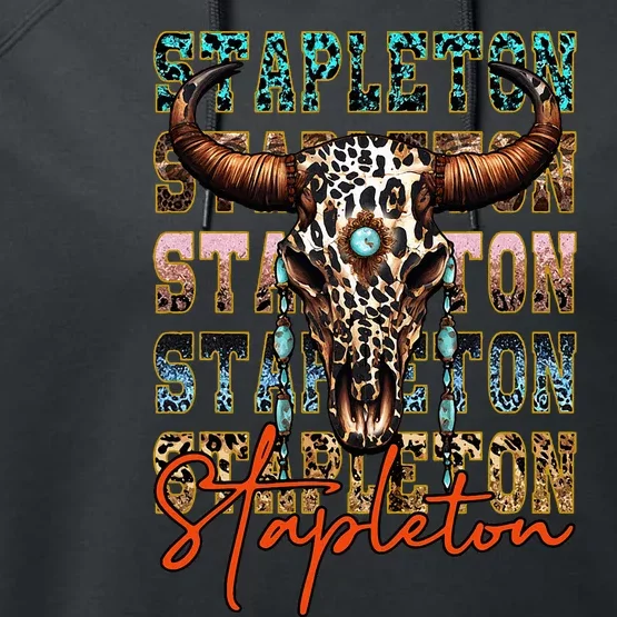 S.T.A.P.L.E.T.O.N Cow & Leopard Distressed Music Country 80s Performance Fleece Hoodie