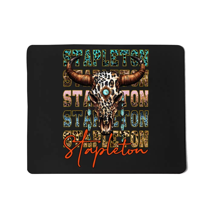 S.T.A.P.L.E.T.O.N Cow & Leopard Distressed Music Country 80s Mousepad