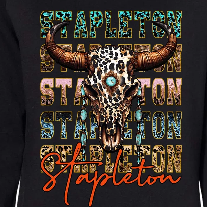 S.T.A.P.L.E.T.O.N Cow & Leopard Distressed Music Country 80s Womens California Wash Sweatshirt