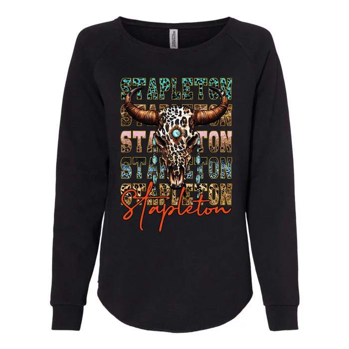 S.T.A.P.L.E.T.O.N Cow & Leopard Distressed Music Country 80s Womens California Wash Sweatshirt