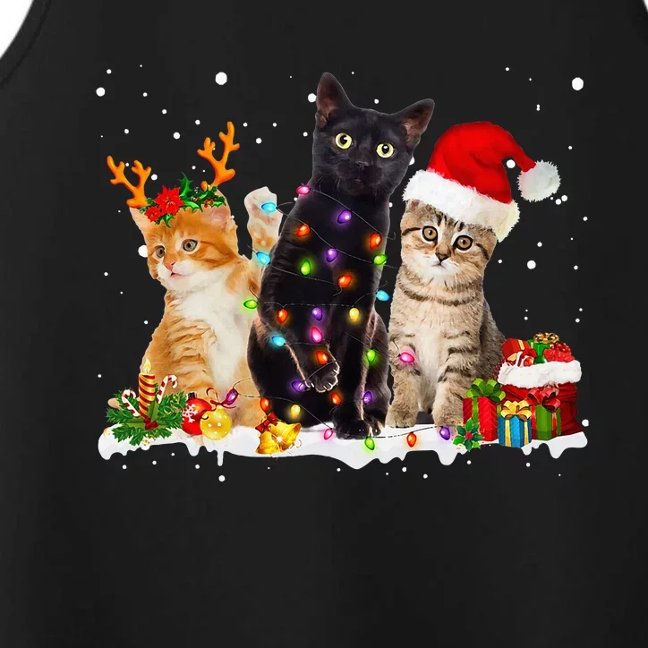 Santa Cat Light Gorgeous Reindeer Pajama Christmas Cat Lover Performance Tank