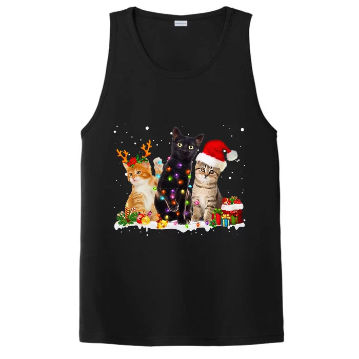 Santa Cat Light Gorgeous Reindeer Pajama Christmas Cat Lover Performance Tank