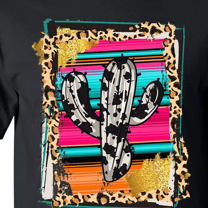 Serape Cactus Leopard Cow Pattern Print Cowgirl Rodeo Tall T-Shirt