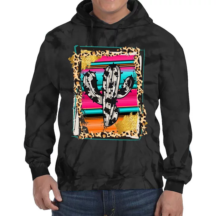 Serape Cactus Leopard Cow Pattern Print Cowgirl Rodeo Tie Dye Hoodie