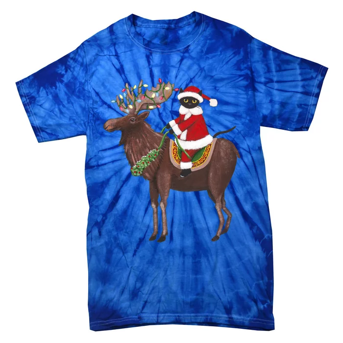 Santa Cat Light Gorgeous Reindeer Cat Lover Cute Gift Tie-Dye T-Shirt