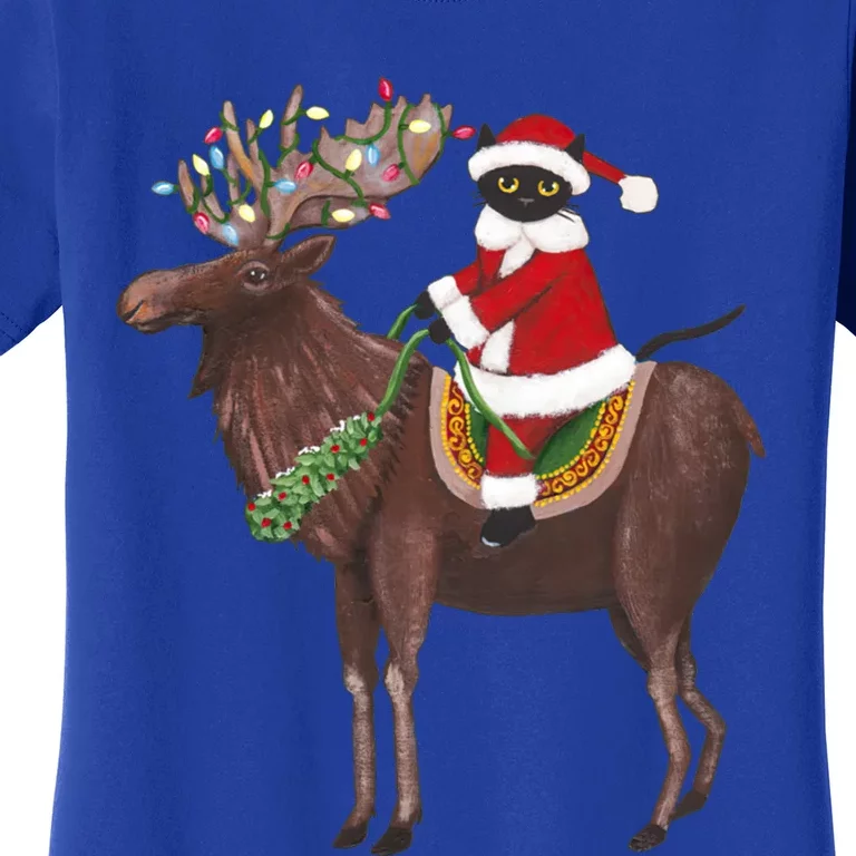 Santa Cat Light Gorgeous Reindeer Cat Lover Cute Gift Women's T-Shirt