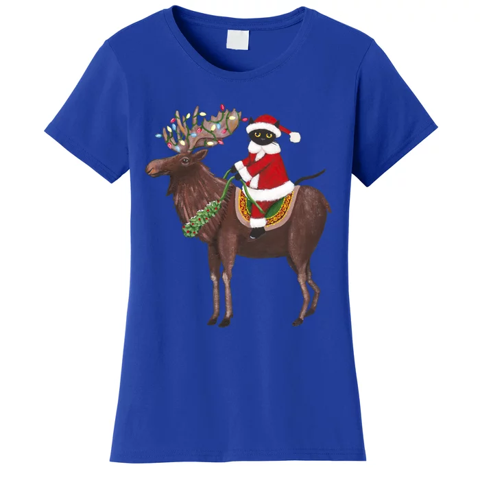 Santa Cat Light Gorgeous Reindeer Cat Lover Cute Gift Women's T-Shirt