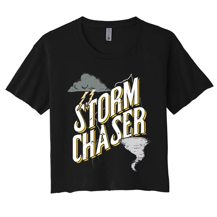 Storm Chaser Lightning | Tornado Hurricane | Storm Chasing Women's Crop Top Tee