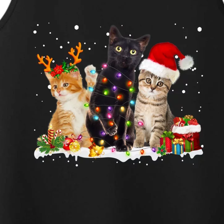 Santa Cat Light Gorgeous Reindeer Pajama Christmas Cat Lover Gift Performance Tank