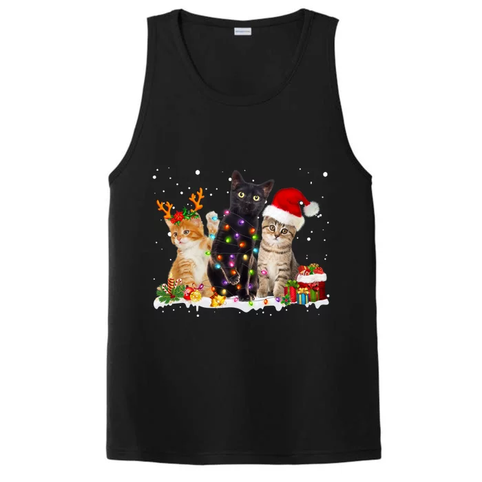 Santa Cat Light Gorgeous Reindeer Pajama Christmas Cat Lover Gift Performance Tank