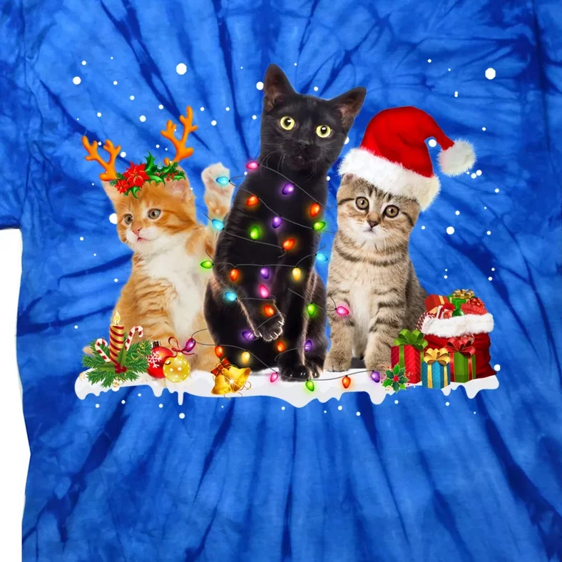 Santa Cat Light Gorgeous Reindeer Pajama Christmas Cat Lover Gift Tie-Dye T-Shirt