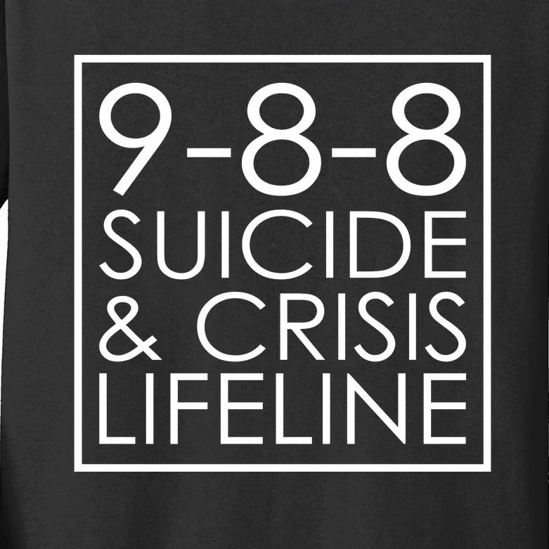 Suicide Crisis Lifeline 988 Vintage Retro Fashion Kids Long Sleeve Shirt