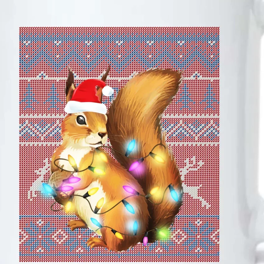 Squirrel Christmas Lights Ugly Sweater Squirrel Lover Gift Black Color Changing Mug