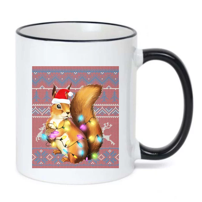 Squirrel Christmas Lights Ugly Sweater Squirrel Lover Gift Black Color Changing Mug