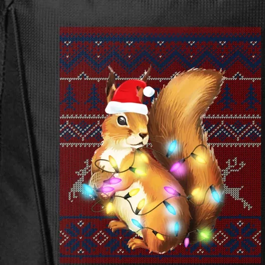 Squirrel Christmas Lights Ugly Sweater Squirrel Lover Gift City Backpack