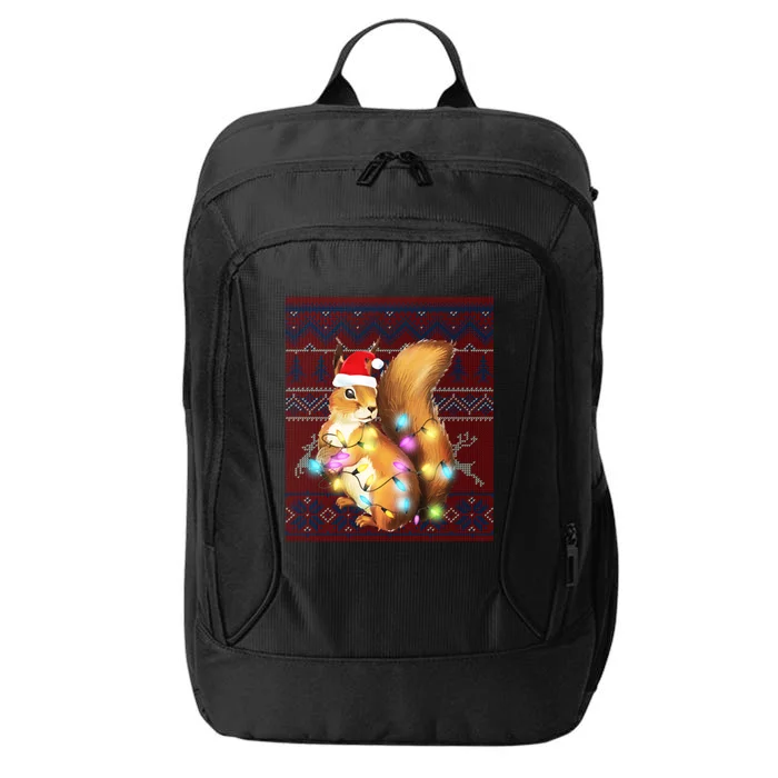 Squirrel Christmas Lights Ugly Sweater Squirrel Lover Gift City Backpack