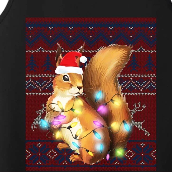 Squirrel Christmas Lights Ugly Sweater Squirrel Lover Gift Performance Tank