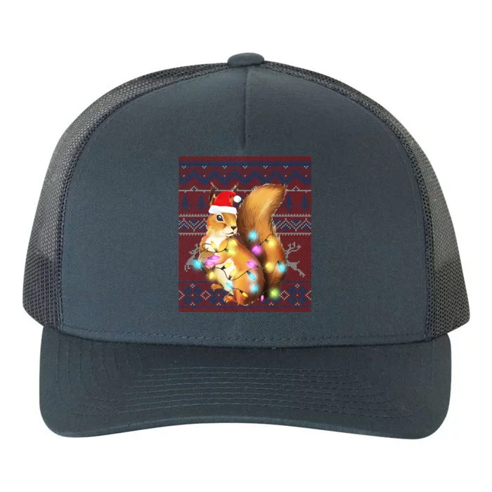 Squirrel Christmas Lights Ugly Sweater Squirrel Lover Gift Yupoong Adult 5-Panel Trucker Hat