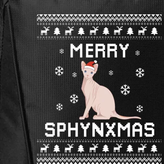 Sphynx Cat Lover Christmas Ugly Xmas Sweater Sphynx Gift City Backpack