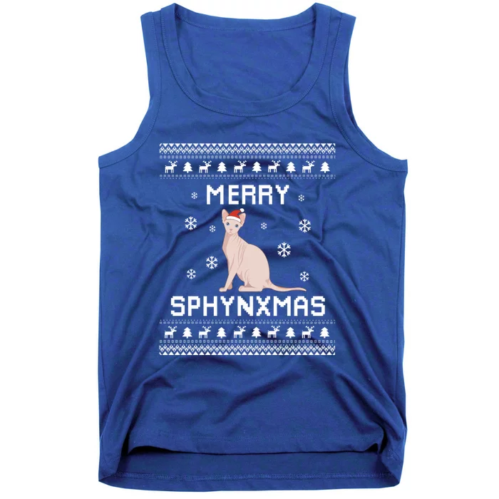 Sphynx Cat Lover Christmas Ugly Xmas Sweater Sphynx Gift Tank Top