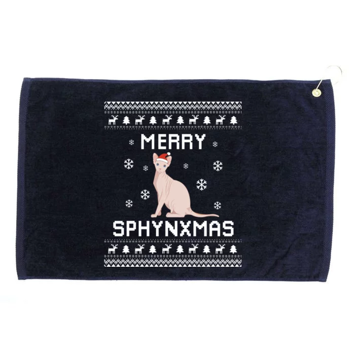 Sphynx Cat Lover Christmas Ugly Xmas Sweater Sphynx Gift Grommeted Golf Towel