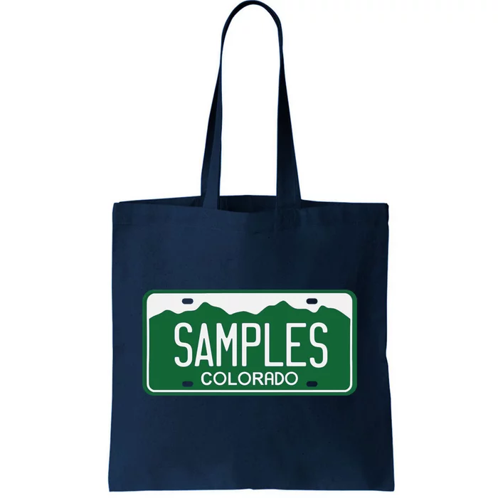 Samples Colorado License Plate Tote Bag