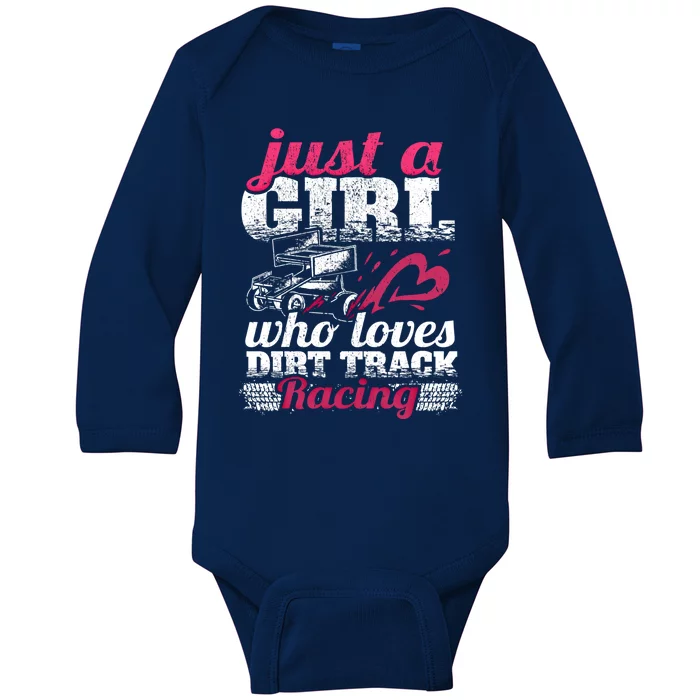 Sprint Car Lover Just A Who Loves Dirt Track Racing Funny Gift Baby Long Sleeve Bodysuit